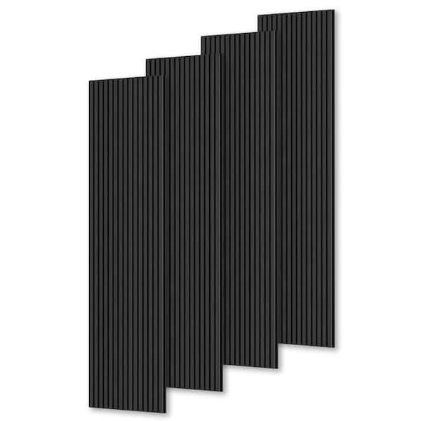 comforthomi 0.9 in. x 1.05 ft. x 8.86 ft. Black Acoustic/Sound Absorb 3D Oak Overlapping Wood Slat Decorative Wall Paneling (2-Pack)
