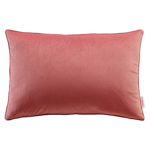 MODWAY Enhance Blossom Solid French Piping Trim 15.5 in. x 24 in. Lumbar Performance Velvet Throw Pillow
