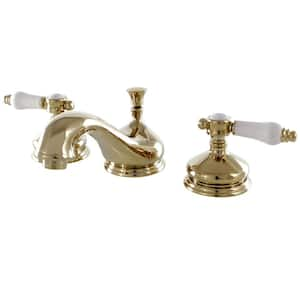 Classic Lever 8 in. Widespread 2-Handle Bathroom Faucet in Polished Brass