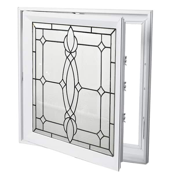 Hy-Lite 27.25 in. x 27.25 in. Craftsman Left-Handed Triple-Pane Casement Vinyl Window White Interior and Exterior Black Caming