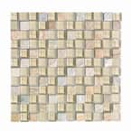 Mineral Cream Square Mosaic 1 in. x 1 in. Glass & Stone Wall Pool & Floor Tile (10.78 Sq. Ft./Case)