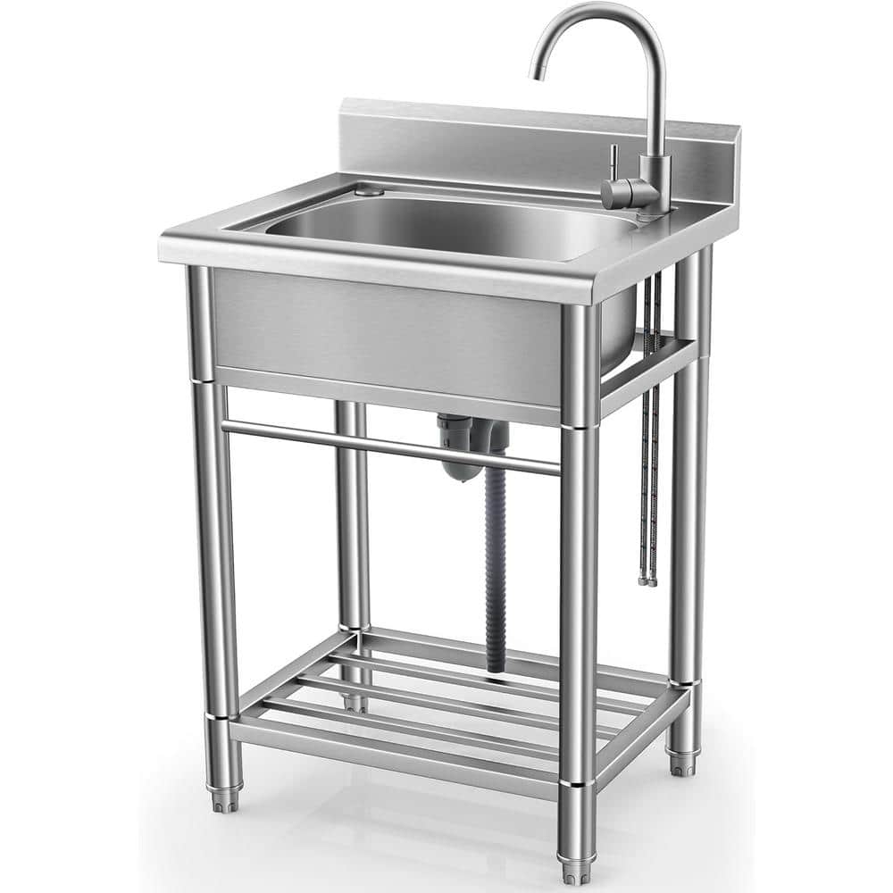 19 in. D x 23 in. W Freestanding Utility Sink Single Bowl in Stainless Stee