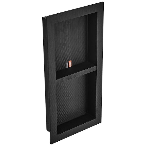 16 in. W x 32 in. H x 4 in. D XPS Plastic Shower Niche in Black Square Corners Wall-inserted Niche Recessed