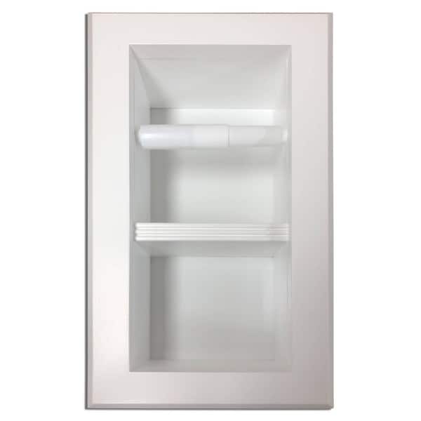 WG Wood Products Belvedere Recessed White Enamel Solid Wood Double Toilet Paper Holder with Bevel Frame
