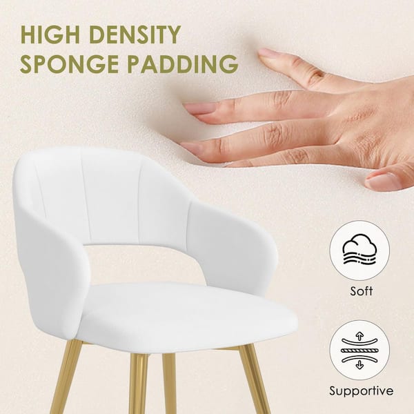 Elegant White Velvet Dining Chairs with Gold Metal Legs-Modern Upholstered Dining Room Chairs, Set of 6