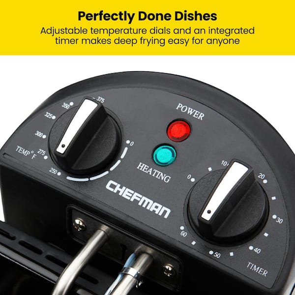 Chefman Deep Fryer, 4.7 Qt., Stainless Steel, Adjustable Temp and Timer,  Dual Cook Pro Deep Fryer RJ07-45-SS-D - The Home Depot