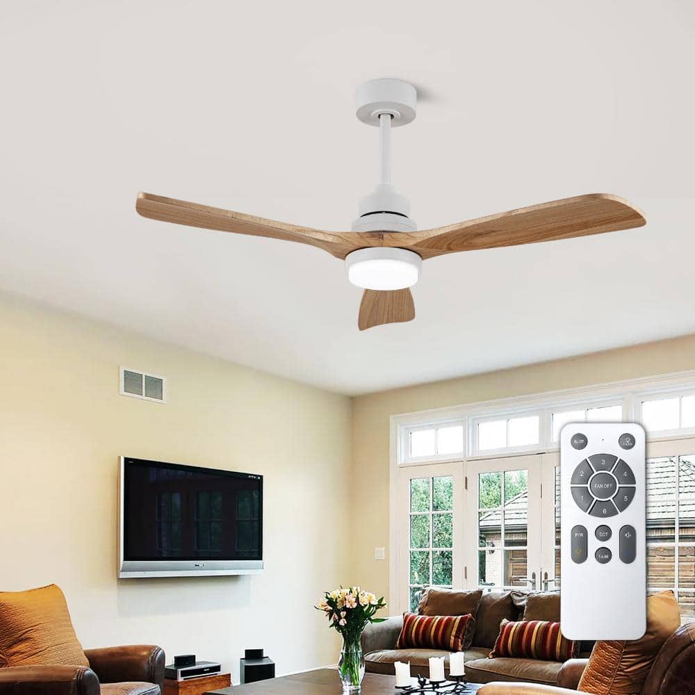 52 in. Solid Wood 3 Blades Ceiling Fan with Lights and Remote Control, DC Reversible Motor, Noiseless price history on PriceWatchPro