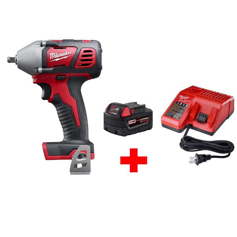 Milwaukee M18 18V Lithium-Ion Cordless 3/8 in. Impact Wrench W/ Friction  Ring W/ M18 Starter Kit (1) 5.0Ah Battery & Charger 2658-20-48-59-1850 -  The