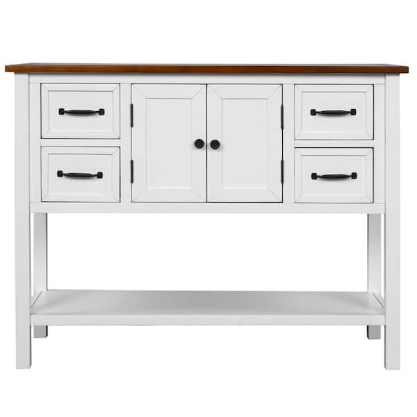 Z-joyee Modern 43 in. Wide Wood Storage Cabinets with 4-Drawers, 1-Cabinet and 1-Shelf