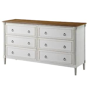 Elani 6-Drawer White Dresser (33.37 in. H x 60 in. W x 17 in. D)