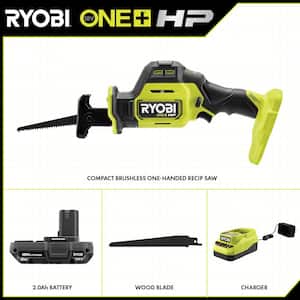ONE+ HP 18V Brushless Cordless Compact One-Handed Reciprocating Saw Kit with 2.0 Ah Battery and Charger