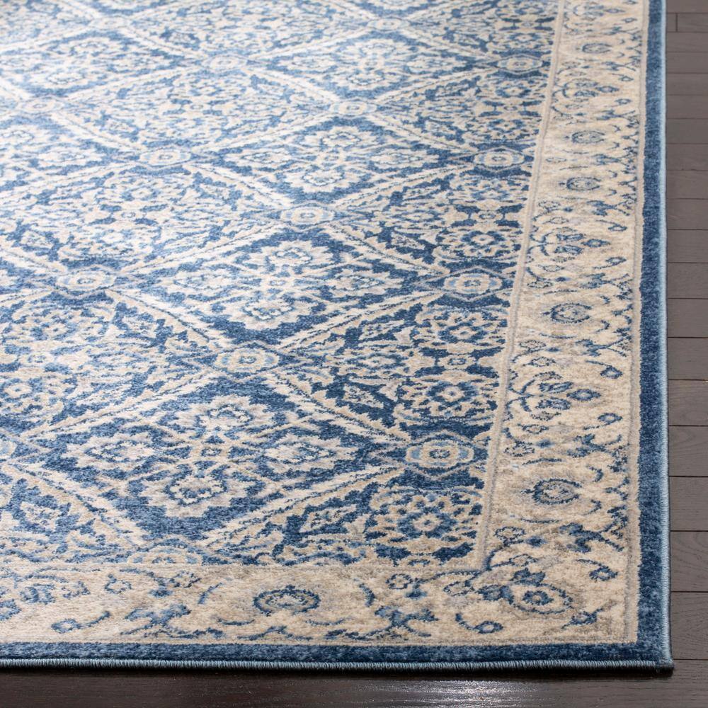 Brentwood Navy and Cream Synthetic Rectangular Area Rug, 3' x 5'