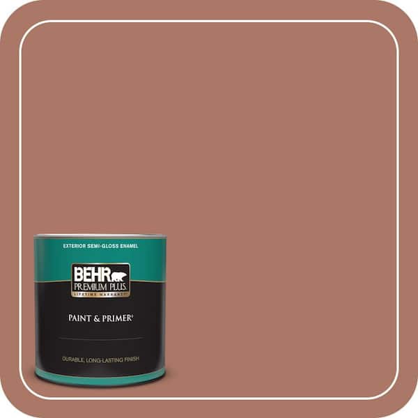 BEHR PREMIUM PLUS 1 qt. #210F-6 Chutney Brown Semi-Gloss Enamel Exterior Paint & Primer