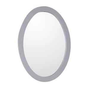 Lazio 22 in. W x 28 in. H Framed Oval Bathroom Vanity Mirror in Light Gray
