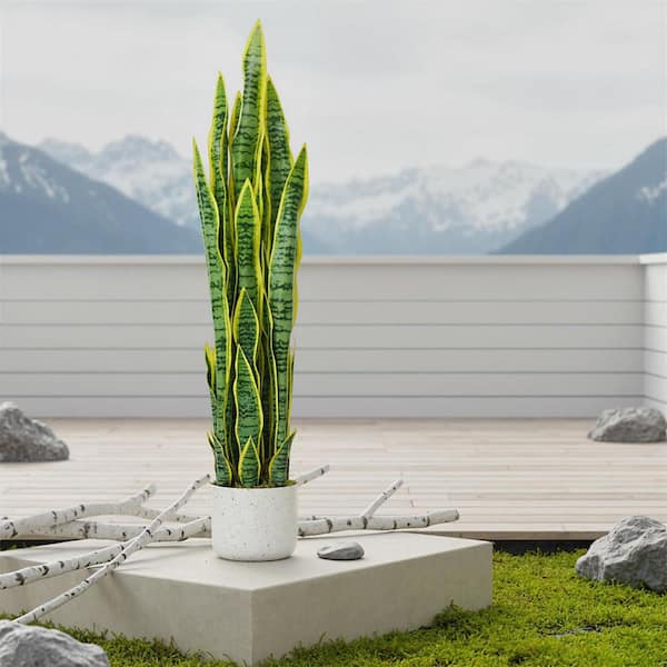 Gravee 3 ft. Tall Fake Snake Plant in Pot, Large Potted Artificial Sansevieria Mother in Law Tongue Plant No Assembly Required
