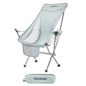 Gray Polyester Highback Camping Chair with Cupholder and Pocket