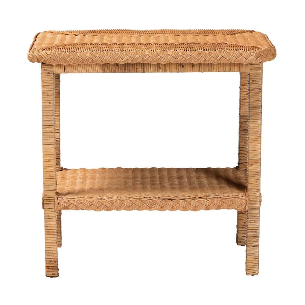 Minahasa 26 in. Light Honey Rectangle Rattan End Table - thumbnail 3