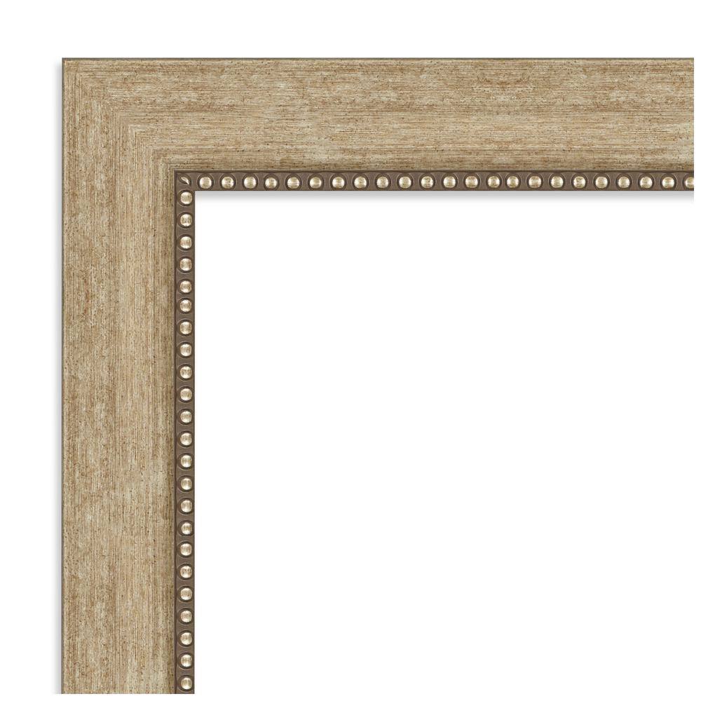 Rectangular Gold Beaded Gray Wood Wall Mirror