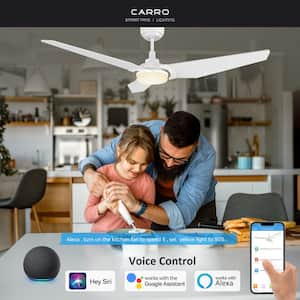 Brently 52 in. Dimmable LED Indoor/Outdoor White Smart Ceiling Fan with Light and Remote, Works with Alexa/Google Home