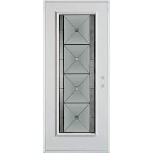 32 in. x 80 in. Bellochio Patina Full Lite Painted White Left-Hand Inswing Steel Prehung Front Door