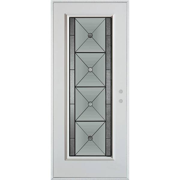 Stanley Doors 32 in. x 80 in. Bellochio Patina Full Lite Painted White Left-Hand Inswing Steel Prehung Front Door
