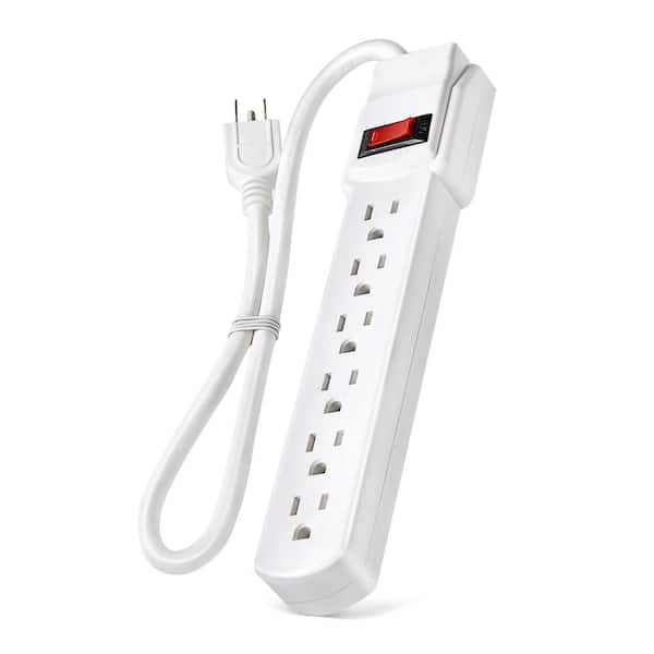 6-Outlet Power Strip with 2.5 ft. Power Cord, White