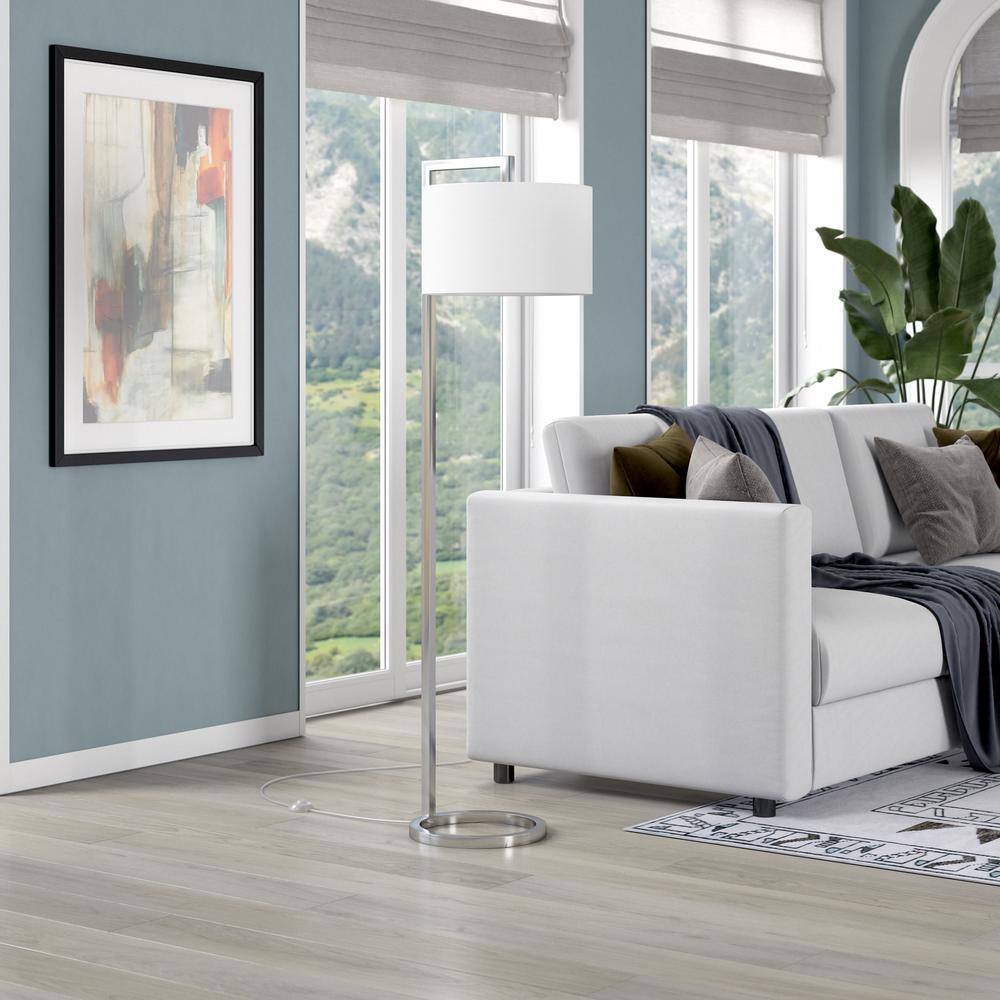 Polished Nickel 64" Floor Lamp with Drum Shade
