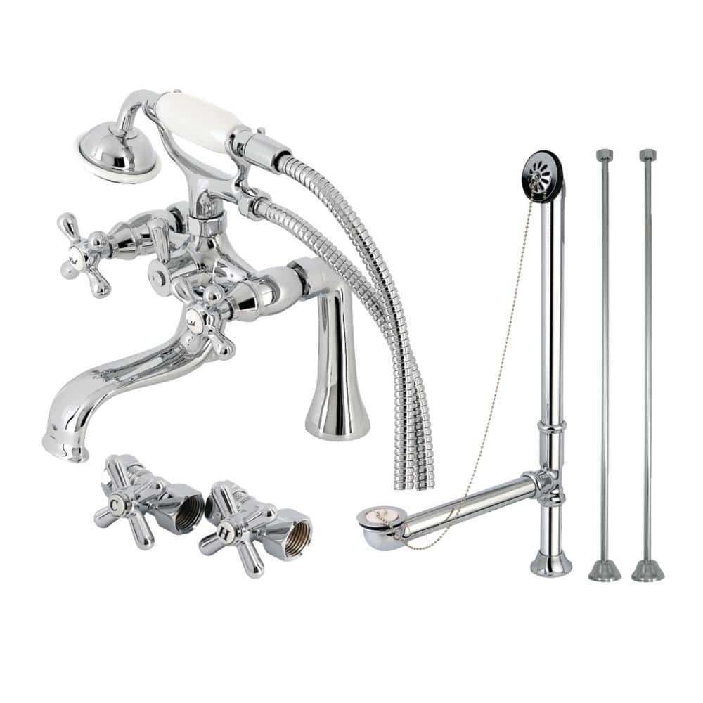 Polished Chrome Vintage Clawfoot Tub Faucet Package with Hand Shower