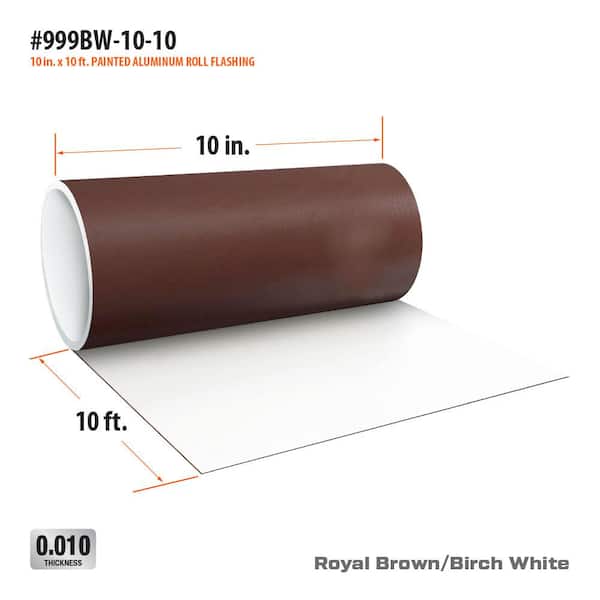 10 in. x 10 ft. Royal Brown Over Birch White Aluminum Roll Valley Flashing 10 in. x 10 ft. Royal Brown Over Birch White Aluminum Roll Valley Flashing