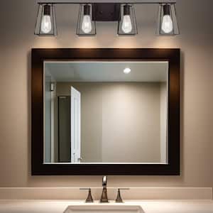 34.2 in. W 4-Light Modern Bathroom Vanity Lights Industrial Bronze Light Fixtures for Mirror, Hallway, No Bulbs
