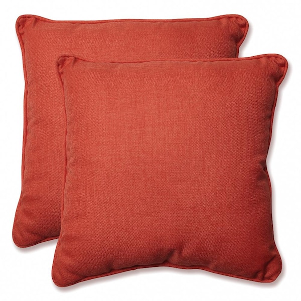 Pillow Perfect Solid Orange Square Outdoor Square Throw Pillow 2-Pack