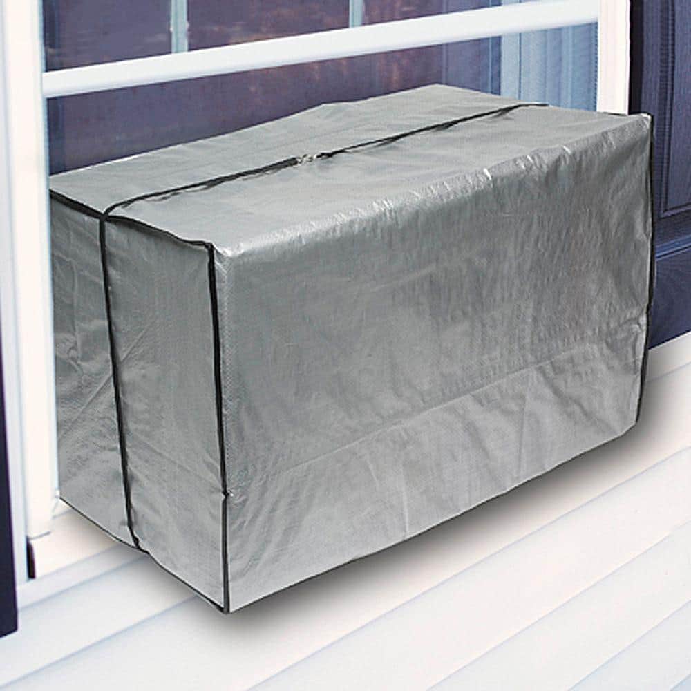 Gray Heavy-Duty Polyurethane Window Air Conditioner Cover