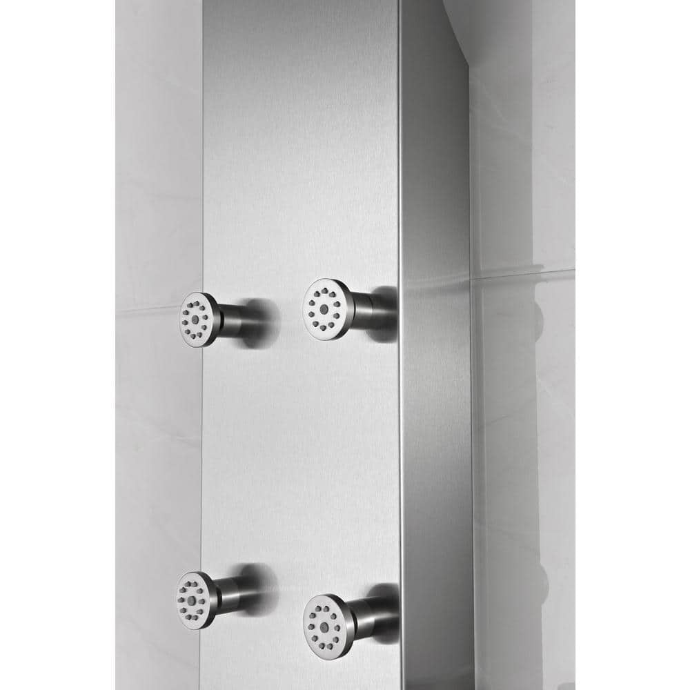 Fontan Brushed Steel 64" Shower Panel with Rainfall Head
