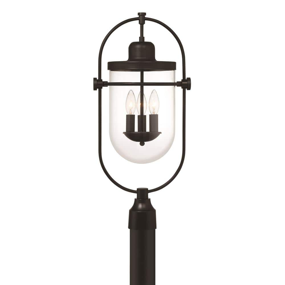 GLUCKSTEINELEMENTS Lowell 3-Light Black Outdoor Post Mount 39661-HBC ...