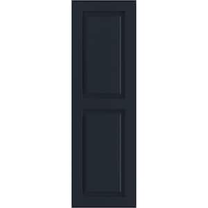 12 in. x 31 in. True Fit PVC 2 Equal Raised Panel Shutters Pair in Starless Night Blue