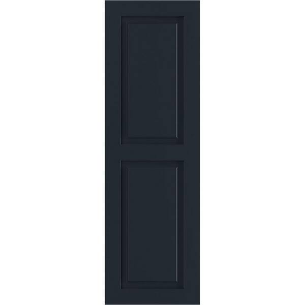 Ekena Millwork 18 in. x 43 in. PVC True Fit Two Equal Raised Panel Shutters Pair in Starless Night Blue