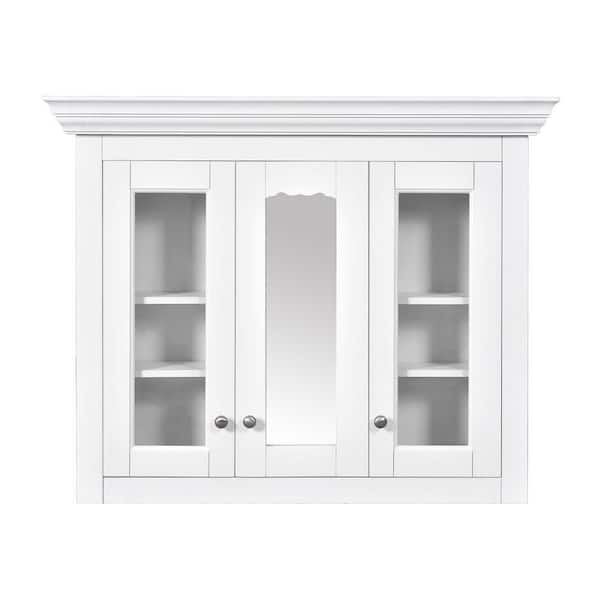 35 in. W x 28 in. H Rectangular Solid Wood+MDF Medicine Cabinet with Mirror