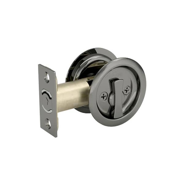 Onward 2-7/16 in. (62 mm) Antique Nickel Round Pocket Door Pull with Privacy Lock