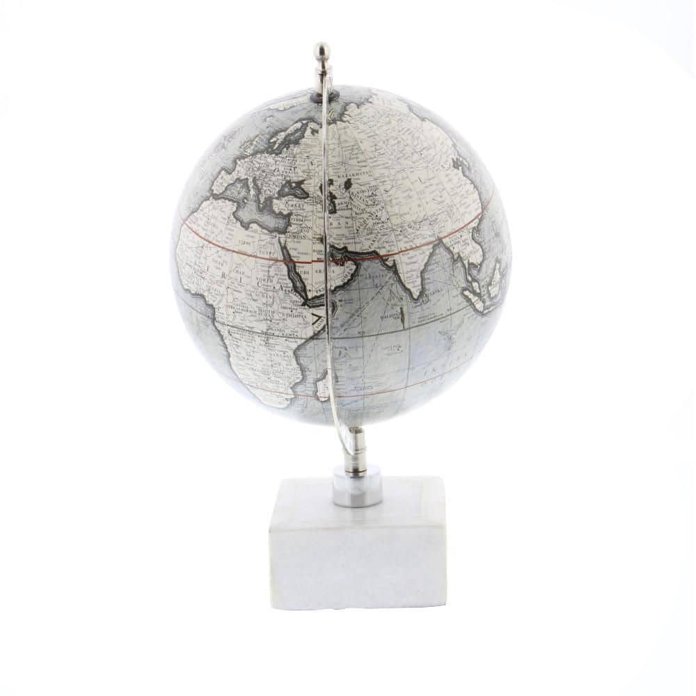 Gray Marble and Metal Modern Decorative Globe