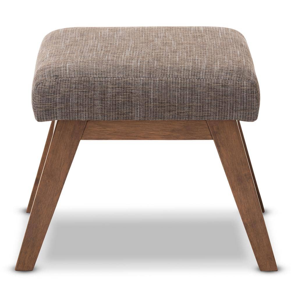 Aberdeen Walnut and Gravel Gray Upholstered Ottoman