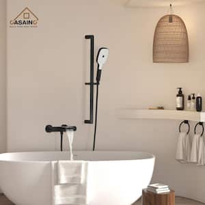 Bathtub Faucet Set with 1.5 GPM Handheld Shower and Adjustable Slide Bar (Matte Black)