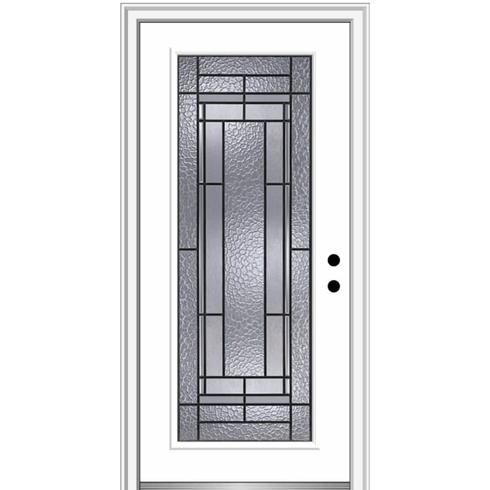 Pembrook 36 in. x 80 in. Left-Hand Inswing Full Lite Decorative Primed Fiberglass Prehung Front Door on 6-9/16 in. Frame price history on PriceWatchPro