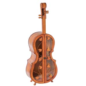 Brown 4.5 Feet Tall Violin Shaped Cabinet With 2-Shelf and Acrylic Clear Double Door
