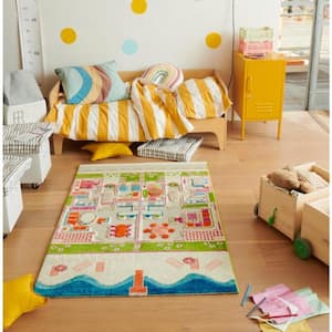 Beach House Multi-Color 3 ft. x 5 ft. 3D Soft and Cozy Non-Toxic Safe Play Area Rug for Kids Bedroom or Playroom