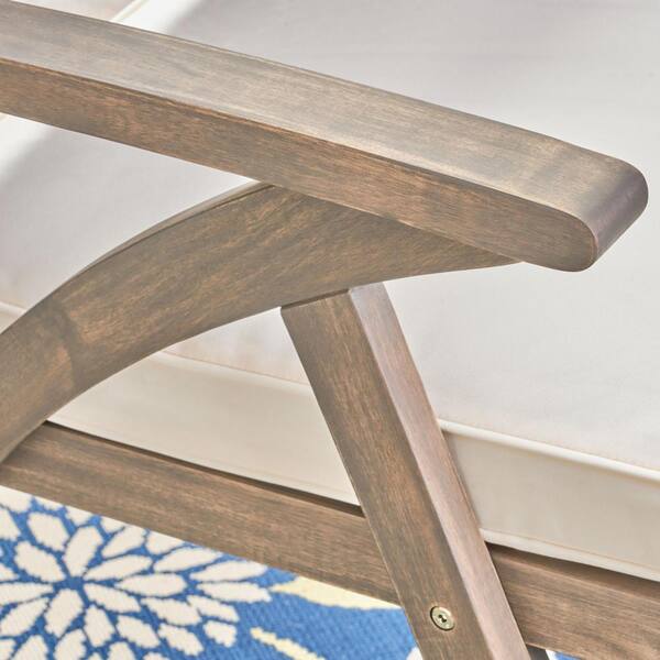 Siavonce Teak Brown Acacia Wood Outdoor Lounge Arm Chair with