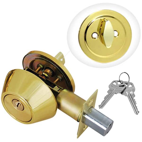 Premier Lock Antique Brass Entry Door Handle Combo Lock Set with Deadbolt and 8 SC1 Keys Total (2-Pack, Keyed Alike)