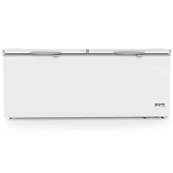 25 cu. ft. Double Door Manual Defrost Chest Freezer Display Freezer in White with Wheels and Saft Lock