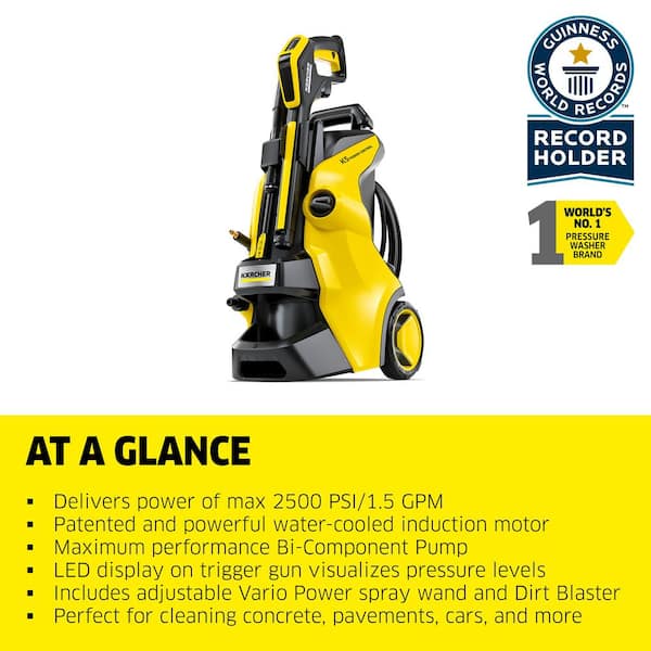 2500 Max PSI 1.55 GPM K 5 Power Control Cold Water Corded Electric Induction Pressure Washer Vario and DirtBlaster Wands