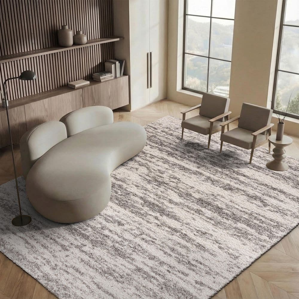 Hudson Shag 8 ft. x 8 ft. Square Ivory/Gray Marble Area Rug price history on PriceWatchPro