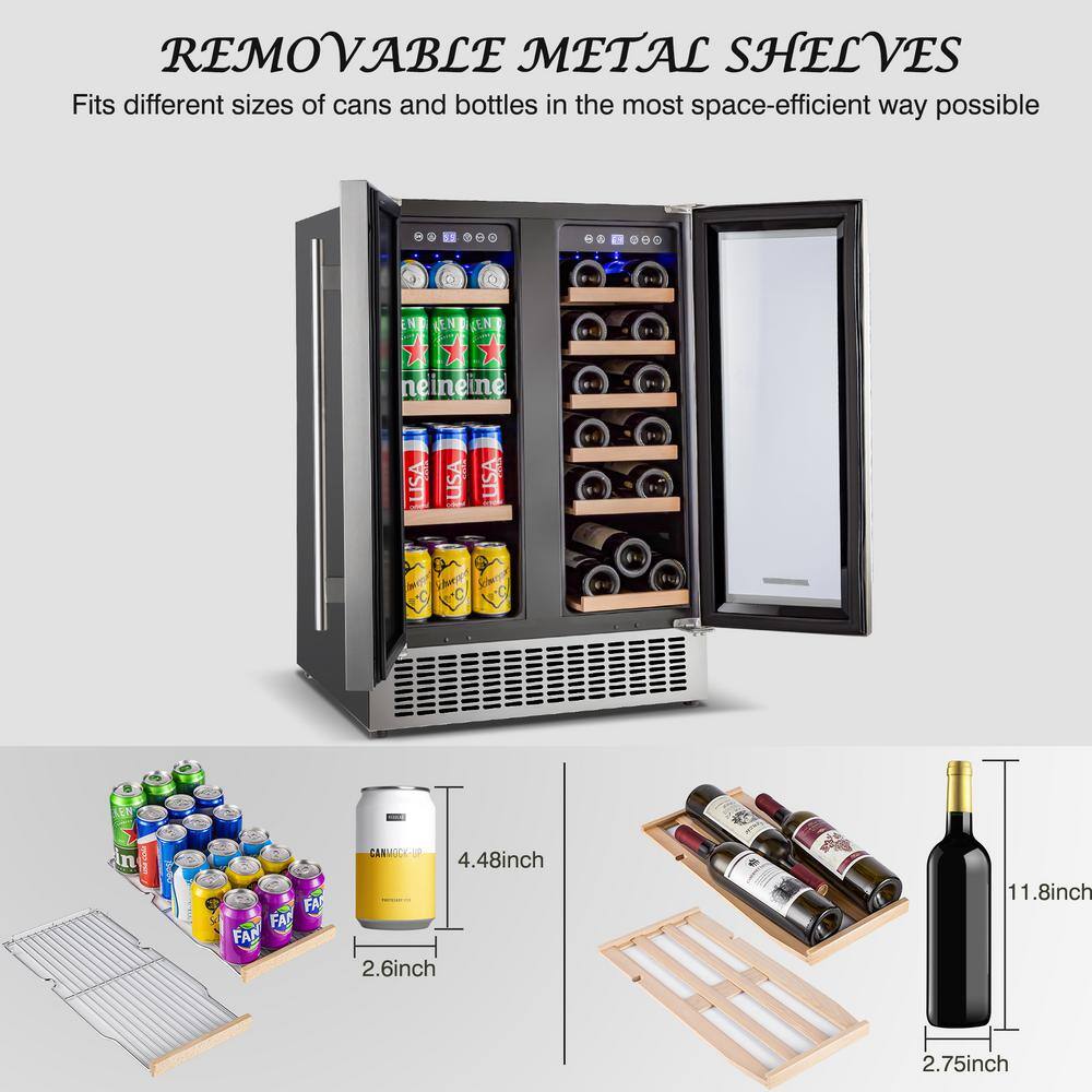 24-Inch Stainless Steel Dual Zone Beverage and Wine Cooler